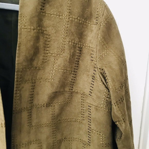 Indago Design Brown Embroidered Ultrasuede Duster Coat Jacket Vintage - Picture 5 of 6